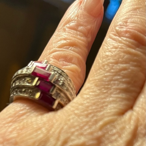 Stainless pavé rubies&diamonds size 6 - Picture 6 of 7
